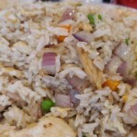 Salted Fish Fried Rice · Fried rice cooked with salted fish, chicken and shrimp.