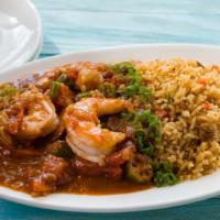 Gumbo With Aromatic Rice Pilaf · andouille sausage, okra  with shrimp or chicken