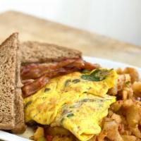 Omelette Platter  · Make your own omelette.
Three Free toppings .
Served with home fries and toast.