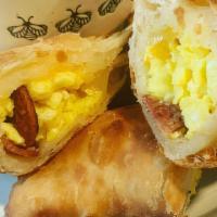 Bacon, Egg & Cheese Empanada · Fresh scramble eggs, choice of bacon and cheese, great for a breakfast or snack!