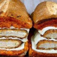 Chicken Parmigiana Sandwich · Crispy chicken, marinara and Mozzarella.