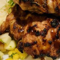 Hawaiian Style Bbq Chicken · Served with fresh pineapple relish and steamed coconut-ginger rice.
