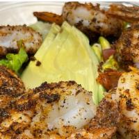 Southwest Shrimp Shack Salad · 48oz - Romaine, tomato, black bean corn salsa, avocado, jalapenos, tortilla strips and black...
