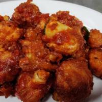 Gobi Manchurian · Cauliflower fritters, sweet and spicy sauce
