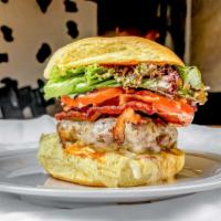 Hell'S Kitchen Burger · Created to honor our new location in New York! 5 ounce Angus beef patty topped with Pepperja...
