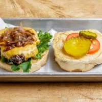 Bbq Bacon Cheeseburger · Deluxe cheeseburger with premium smoked bacon, housemade BBQ sauce, cheese, lettuce, tomatoe...