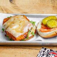 Hot Chix · Spicy chicken sandwich! Breaded chicken filet, melted pepperjack cheese, Cajun mayo, lettuce...
