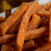 Batatas Fritas · Sweet potato fries with spicy ketchup.