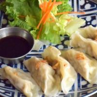 Vegetable Dumplings · steamed vegetable dumpling, sweet soy sauce