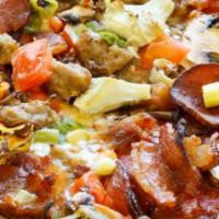 King Arthur'S Supreme (Personal 6 Slices) · Pepperoni, Italian sausage, salami, linguiça, mushrooms, green peppers, yellow onions, black...