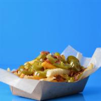 Jalapeno Bacon Cheese Fries · Crinkle cut fries topped with melted cheese sauce, smoked bacon and jalapenos