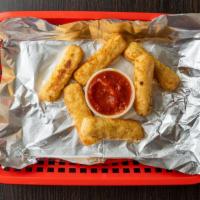 Mozzarella Sticks  · Mozzarella cheese that has been coated and fried.