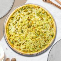 Gluten-Free Manipesto Pizza · Low Carb and Gluten-Free! All the taste. The Perfect Pesto Pie. A pesto sauce on a 10' glute...
