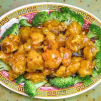 General Tso'S Chicken · Chunks boneless chicken sauteed in the general sauce and sauteed broccoli.