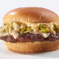 Green Chile · Classic burger seasoned with our signature searing spice with pepper jack cheese and fire ro...