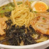 Shoyu Ramen · Noodle soup made with rich and deep flavored soy sauce. Toppings: chasyu (pork), menma, tama...
