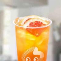 Grapefruit Green Tea · Freshly squeezed Grapefruit juice mixed with a light green tea. Served cold only.