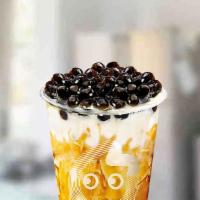 Lava Pearl Latte · Fine Brown sugar caramelized pearls topped with fresh Lactaid milk. Lactose-free. Caffeine-f...