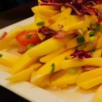 Mango Salad · Fresh mango, carrots, scallion, and red onion with garlic lime dressing.
