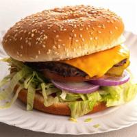 Cheeseburger · Single patty burger only. Comes with the options of 1 slice of cheese,  lettuce, tomatoes, o...