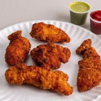 Chicken Tender (3 Pc) · W. Fries & can of soda.