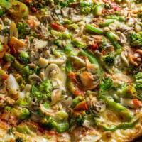 Veggie Pie · Broccoli, pepper, onion, mushrooms and fresh garlic.