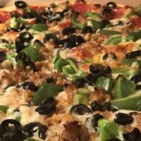 Supreme Pizza ( X-Large 18'') · pepperoni,sausage,mushrooms,peppers,onions,black olives