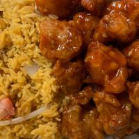 General Tso'S Chicken / 左宗鸡 · Spicy. With white rice. / 辣。 附白饭。