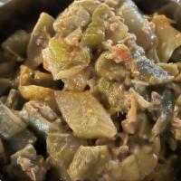 Bhindi Masala · Okra cooked with onions and tomatoes with traditional spices