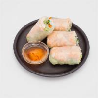 Summer Rolls · Vietnamese rice paper rolls with shrimps, lettuce, mint, and vermicelli noodle, serve with f...