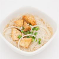 Tofu Pho · Tofu pho comes with beansprout, Thai basil, scallions, onion, black pepper, lime, jalapeno a...