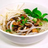 Mushroom Pho · Mushroom pho comes with beansprout, Thai basil, scallions, onion, black pepper, lime, jalape...