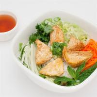 Tofu Rice · Tofu rice bowl comes with tomato, lettuce, pickle carrot & radish, cucumber, cilantro, jalap...