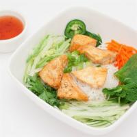 Tofu Vermicelli · Tofu vermicelli bowl comes with lettuce, beansprout, pickle carrot& radish, cucumber, cilant...