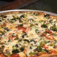 Primavera · Neapolitan style crust with mushrooms, broccoli, peppers, and spinach topped with Mozzarella...