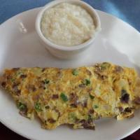 Cheese Omelet · Three egg omelet with american cheese folded inside. served with homefries and toast