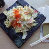 Kani Salad · Crab stick, cucumber, tobiko, and Japanese mayonnaise.