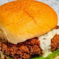 Spicy Sandwich · Potato Roll, Buttermilk Fried Chicken, Pepper Jack Cheese, Sriracha Mayo, Pickled Jalapeno