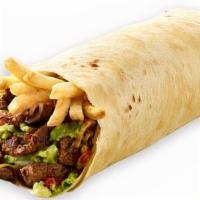 California Burrito · A must. 13 inch flour tortilla served with french fries inside. Choose your own ingredients ...