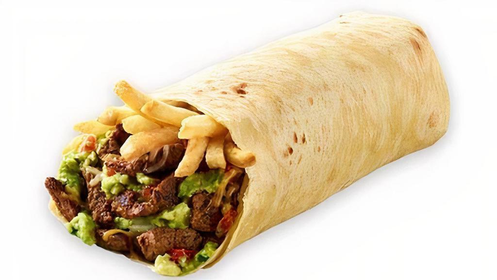 California Burrito · A must. 13 inch flour tortilla served with french fries inside. Choose your own ingredients after that!