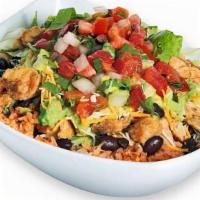 Bowl Rito · Skip the tortilla and get your burrito in a bowl! Filled with your choice of protein, rice, ...