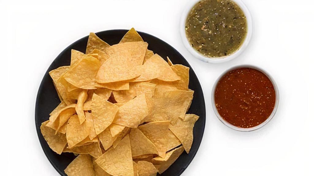 Chips And Salsa · Bag of house fried corn tortilla chips. Comes with your choice of house made salsa!