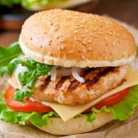 Grilled Chicken Sandwich · Crispy golden fried chicken with classic, spicy Buffalo sauce with lettuce, tomato, and pick...