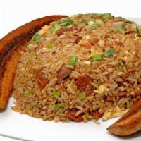 Chaufa De Cecina / Fried Rice With Smoked Pork And Sweet Plantain · Fried rice with smoked pork & sweet plantain.