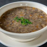 Mushroom And Barley · Rib-sticking vegetarian soup made with fresh mushrooms, barley, carrots, celery and vegetabl...