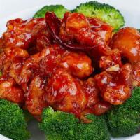 General Tso'S Or Sesame Chicken · Crispy stir-fried tender chicken strips sautéed with tangy spicy sauce.