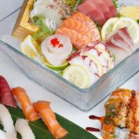 Sushi And Sashimi Combo For Two · 8 pieces of assorted sushi & 18 pieces of sashimi with a spicy tuna roll and an angel hair r...
