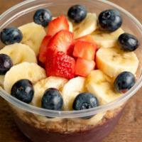 Very Berry Bowl · Bananas, blueberries, strawberries, granola. Contains organic açaí and almond milk. *Granola...