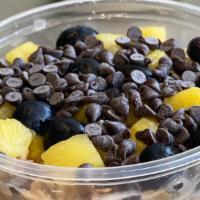 Coco Craze Bowl · Coconut base blended with banana, honey and almond milk topped with pineapples, blueberries,...