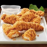 Chicken Fingers · Six pieces of lightly breaded chicken breast. Served with blue cheese or ranch dressing.